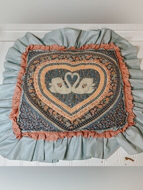 Vintage Swan Ruffle Cottagecore Pillowcase